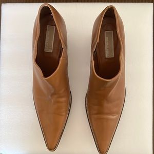 Michael Kors Leather brown-toffee pointed slip on - 8 M- Made in Italy